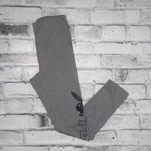 Playboy Gray High Waist Leggings Logo Graphic Stretch Yoga Pants